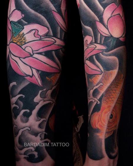 Tattoos - Lotus and Goldfish tattoo - 132625